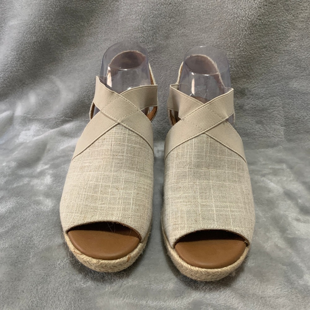 Sonoma Womens Vitalize Beige Espadrille Wedge Sandals 8.5 M Boho Resort Flaw - Picture 3 of 16